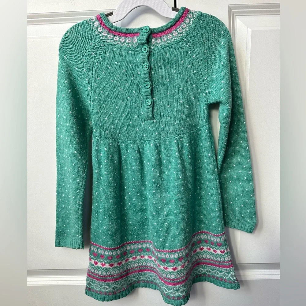 Jojo Maman Bebe Knitted Fair Isle Sweater Dress (Size 4-5)